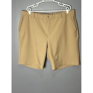 Greg Norman Mens Golf Shorts Tan Khaki Stretch Performance Flat Front Size 42